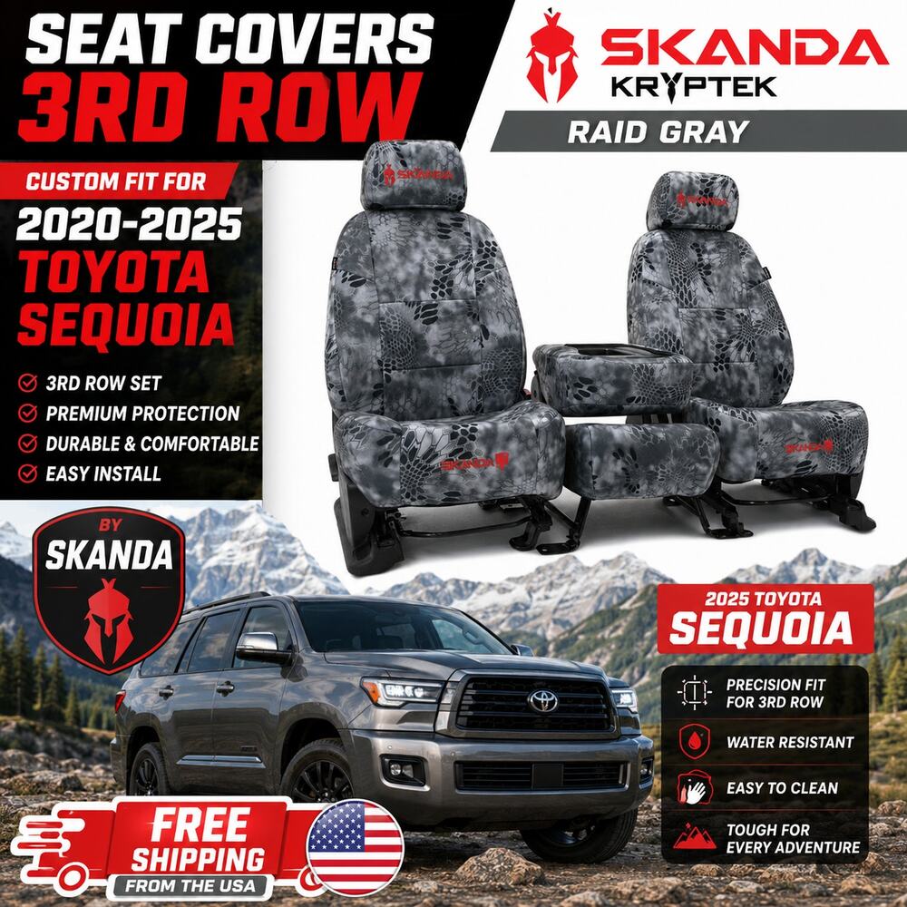 Seat Covers 3rd Row 2020-2025 Toyota Sequoia, By Skanda KRYPTEK Raid Gray